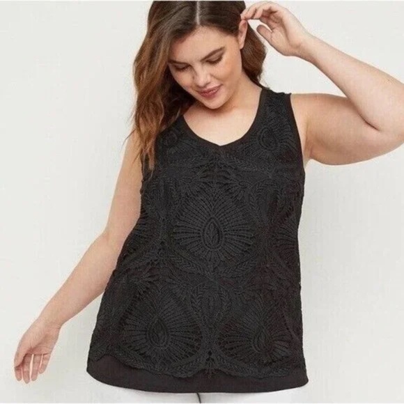Lane Bryant Tops - Lane Bryant Crochet Front Top Size 18/20